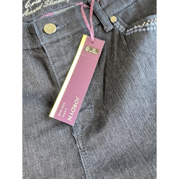 Gloria Vanderbilt Capri Pants Womens 10 Blue Jordyn Embroidered Pockets Mid Rise - Picture 12 of 16